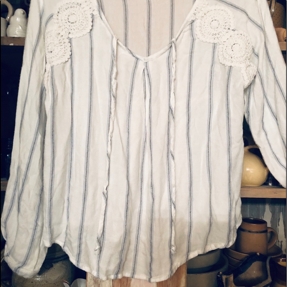 Lace striped top Self Esteem Anthro
